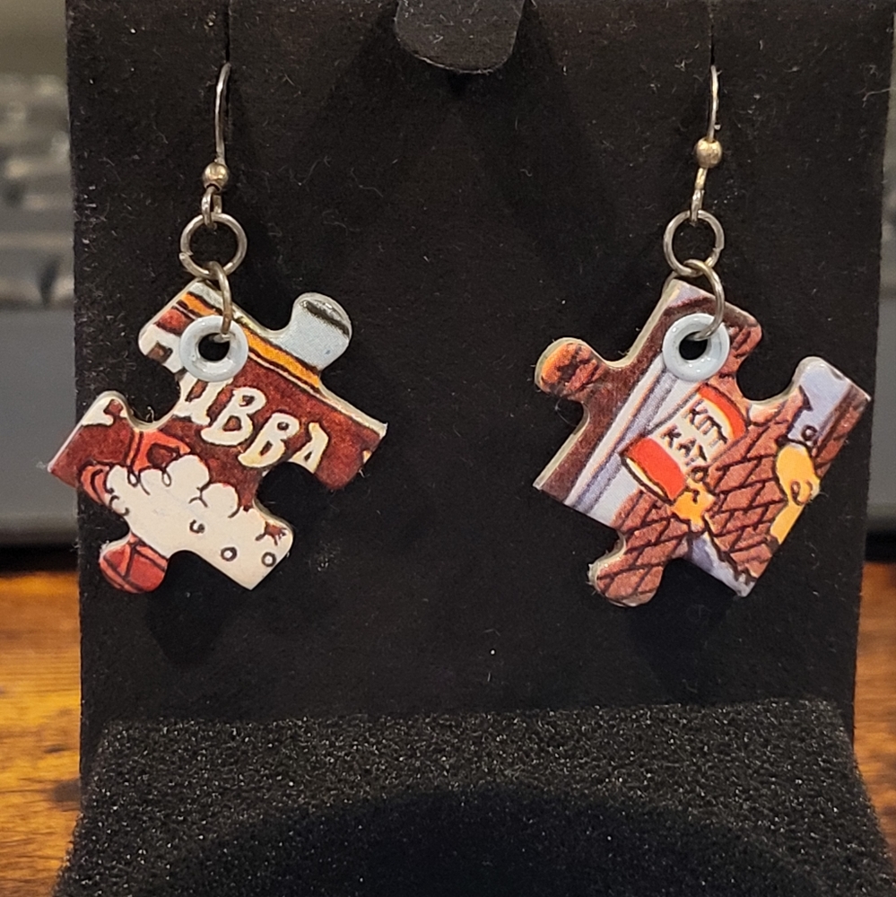 Earrings, Handmade Puzzle Piece Earrings